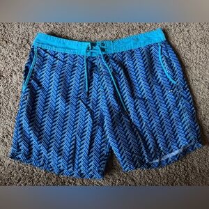 Mr. Swim Blue Geometric Swim Trunks – Size 32
